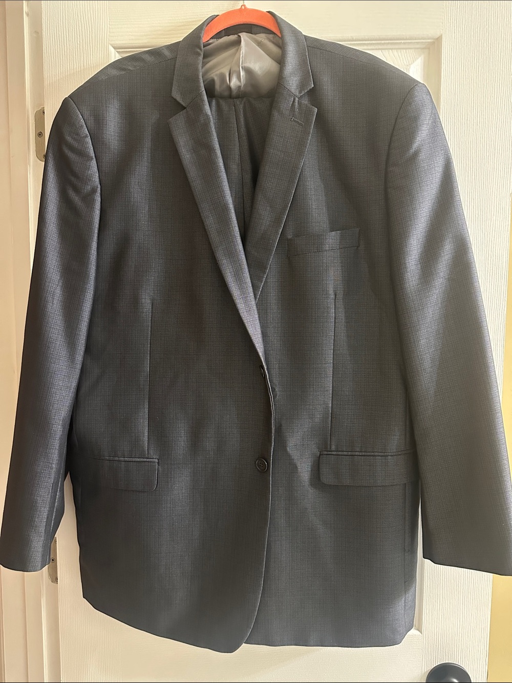 Stacy Adams Men's Dark Gray Two-Button Suit Jacket Jacket 50L Pants 42